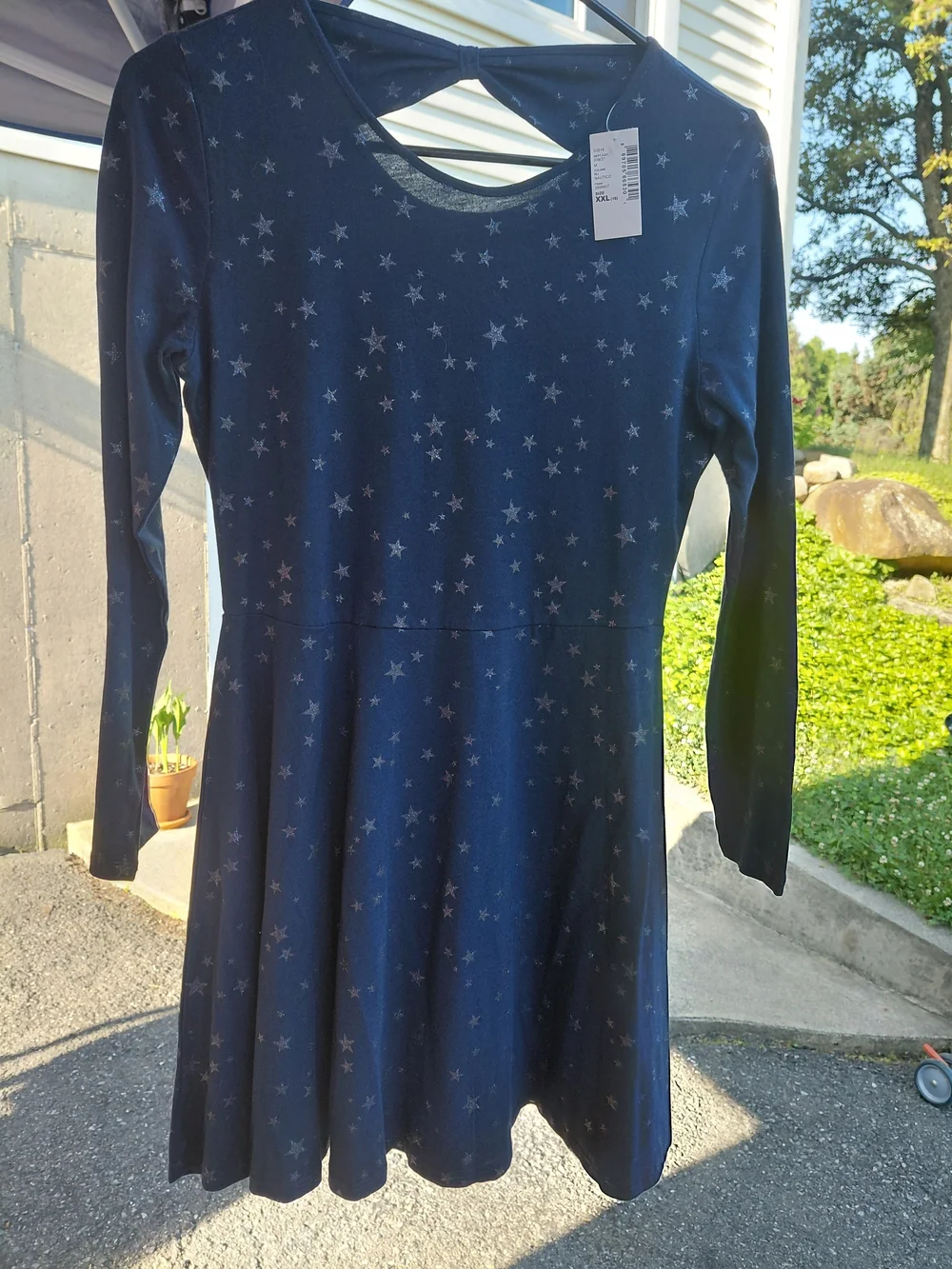 Children's Place Navy Star Print Long Sleeve Skater Dress